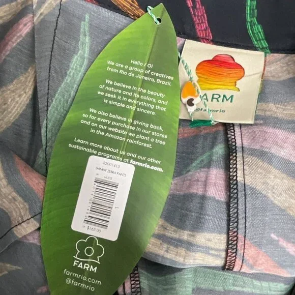 NWT FARM Rio Shinny Zebra Pants Women's L Multicolor Lightweight Viscose Casual - Picture 10 of 15